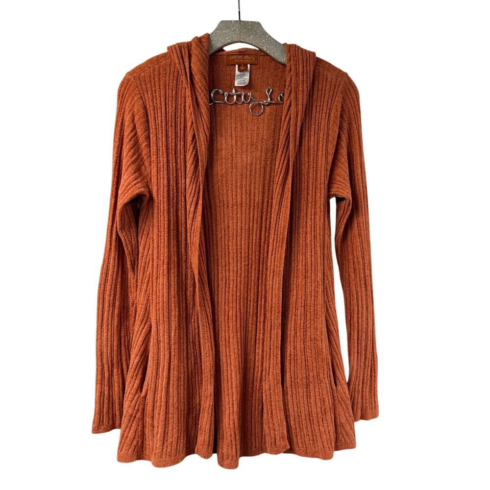 Barefoot Dreams Cozy Chic Ultralite S Pumpkin Spice Orange Hoodie Cardigan